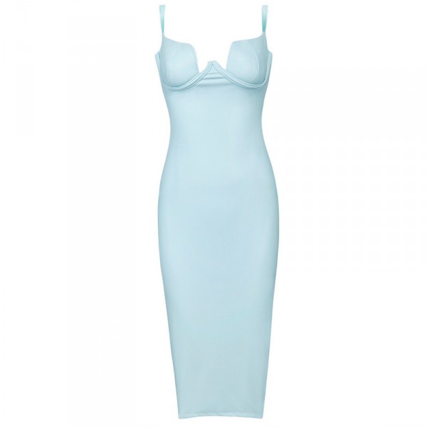 Ongekend Light blue leather dress in style of Kim Kardashian BI-19
