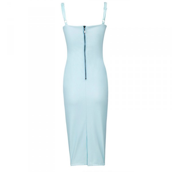 Light blue leather dress in style of ...