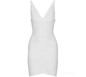 Ari v-neck white bandage dress