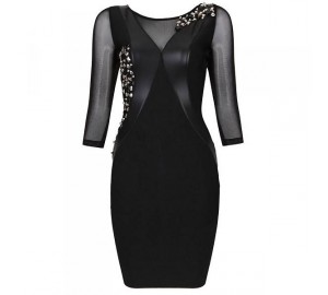 Mesh & crystal bodycon bandage dress