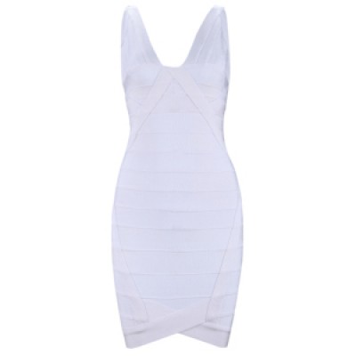 Ari v-neck white bandage dress