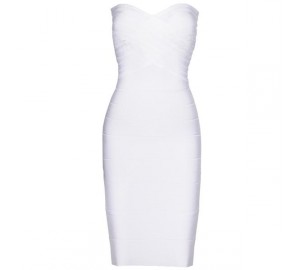 white strapless bandage dress