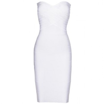 Witte strapless bandage jurk