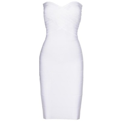 white strapless bandage dress