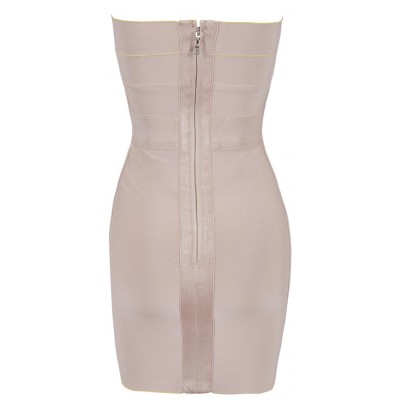 Nude strapless midi bandage dress