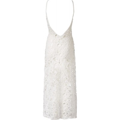  'Chloe' crochet white beach dress with open back