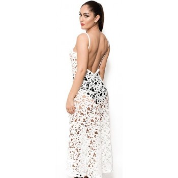  'Chloe' crochet white beach dress with open back