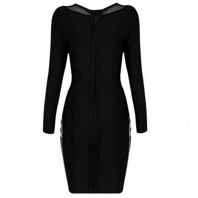 Selita black bandage dress with long sleeves