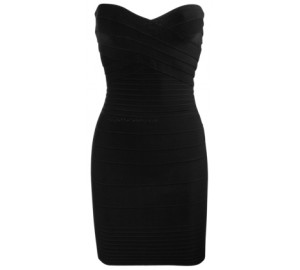  schwarze trägerlose bandage kleid