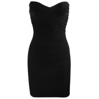 black strapless bandage dress