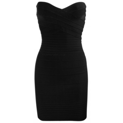 black strapless bandage dress