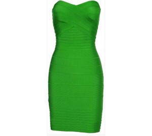 'Kim' Green strapless bandage dress