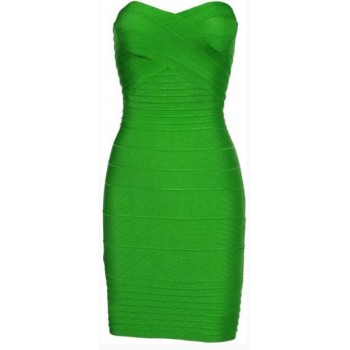 'Kim' Green strapless bandage dress