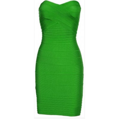 'Kim' Green strapless bandage dress