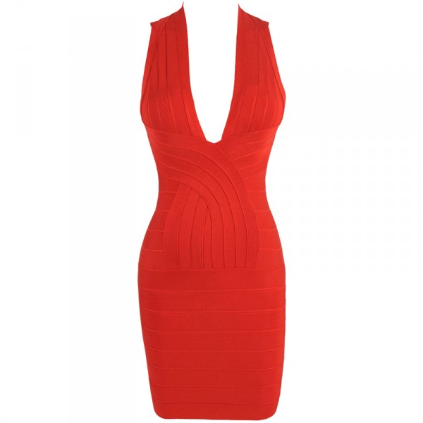 heroïne Zeug graven Backless deep v-neck red bandage dress