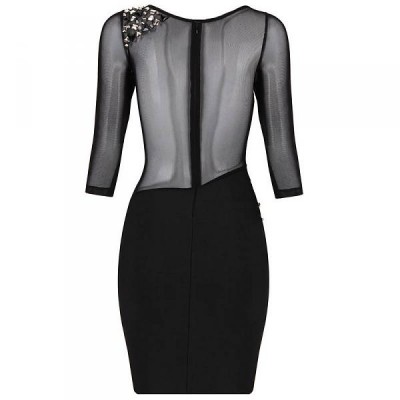 Mesh & crystal beaded bandage dress