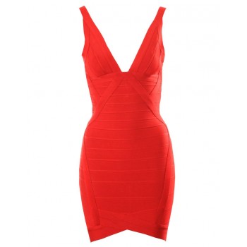 Ari Red V-neck Bandage Dress