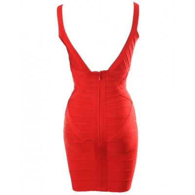 Ari Red V-neck Bandage Dress