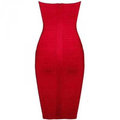 Robe bandage sans bretelles rouge