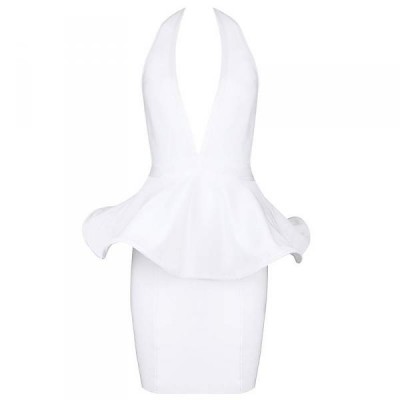 Dos nu robe blanche bandage peplum