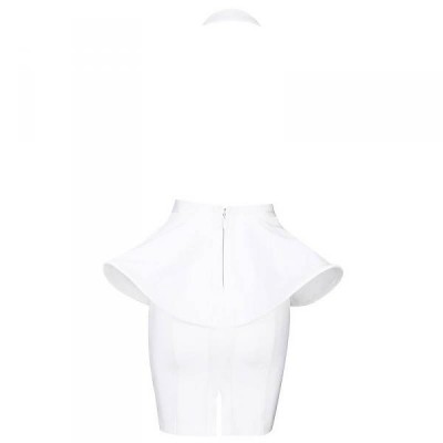 Dos nu robe blanche bandage peplum