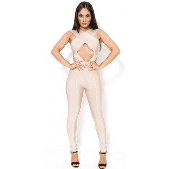 'Aami' nude cut out bandage jumpsuit