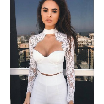 'Aanya' white bandage pants and top with lace