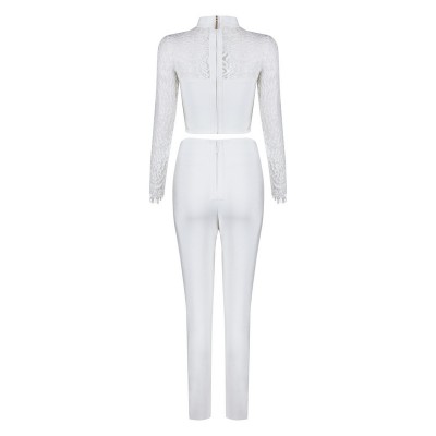 'Aanya' white bandage pants and top with lace