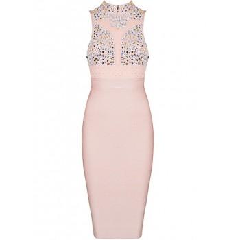 'Amra' nude bandage dresses with crystals