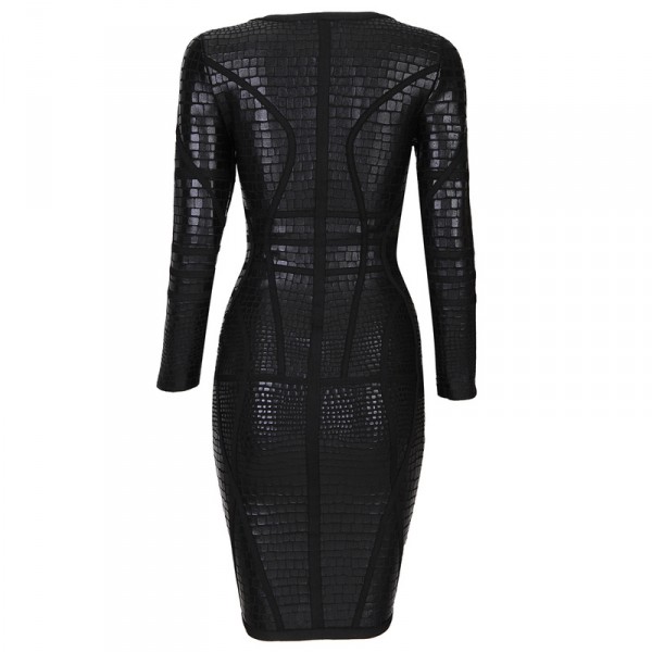 Black Herve Leger inspired dress with long sleeves