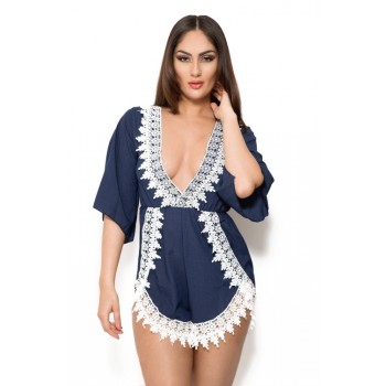 white blue lace playsuit